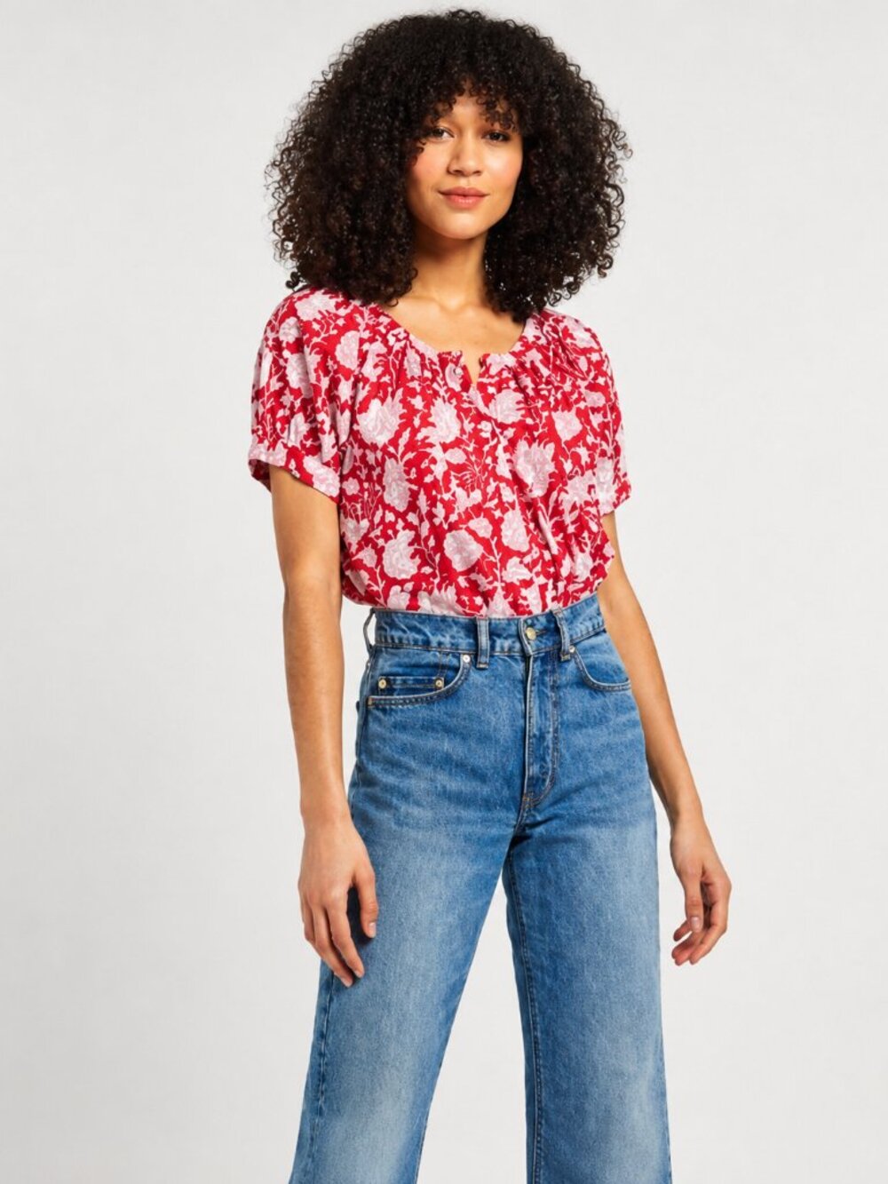Mille Naomi Top in Red Zinnia | Size Small | NWOT